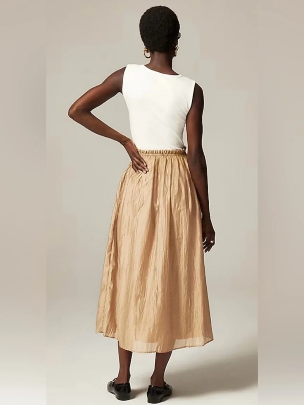 J.Crew Gathered-waist mixy dress in ivory